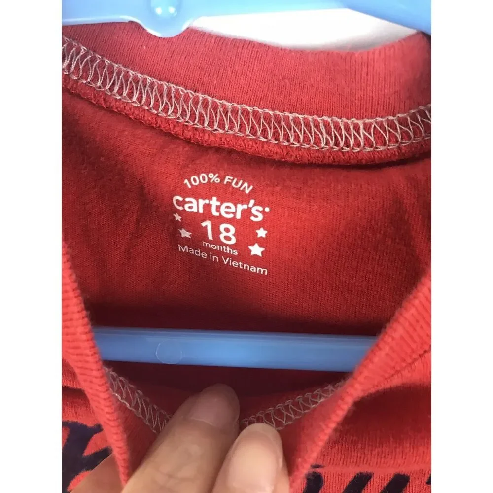 Carter's Boys Cotton Shirt‎ Bobby's Chopper Rally Motorcycle 18 Mo Red